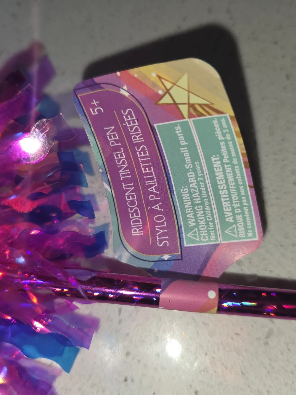 Holographic Pom Pen with Pink and Blue Accents